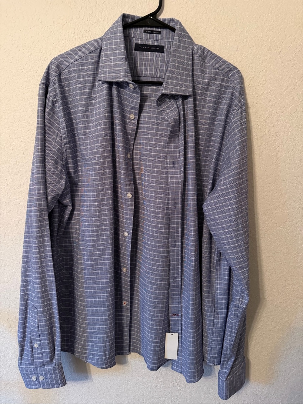 Tommy Hilfiger Light Blue Windowpane Check Dress Shirt